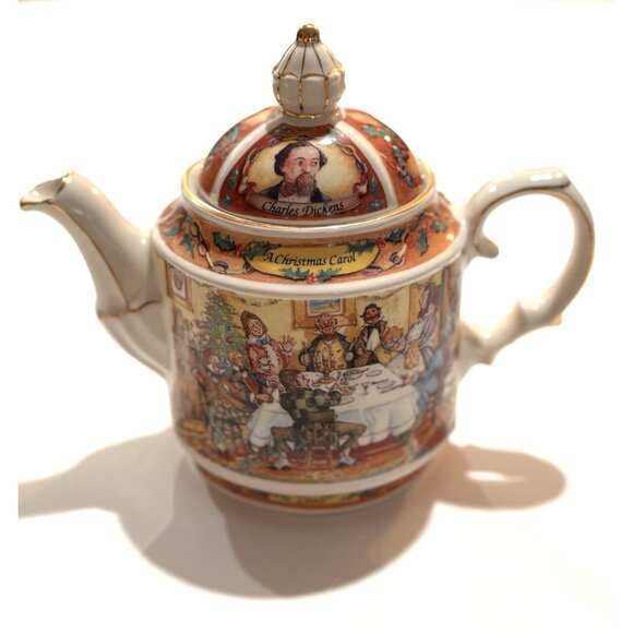 Sadler Teapot Charles Dickens A Christmas Carol 1995 Porcelain - Picture 1 of 8